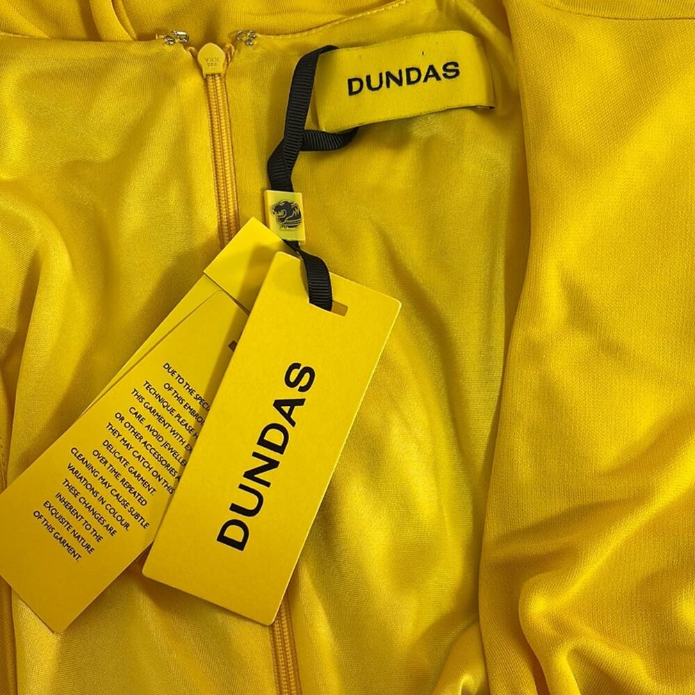 Dundas Yellow Beau Faux Wrap Long Sleeve Plunging V Neck Mini Dress Size 2 - Picture 12 of 13